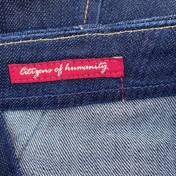 New Citizens of Humanity Women's Dark Wash Godet Knee Length Denim Jean Skirt 30 - Picture 9 of 9